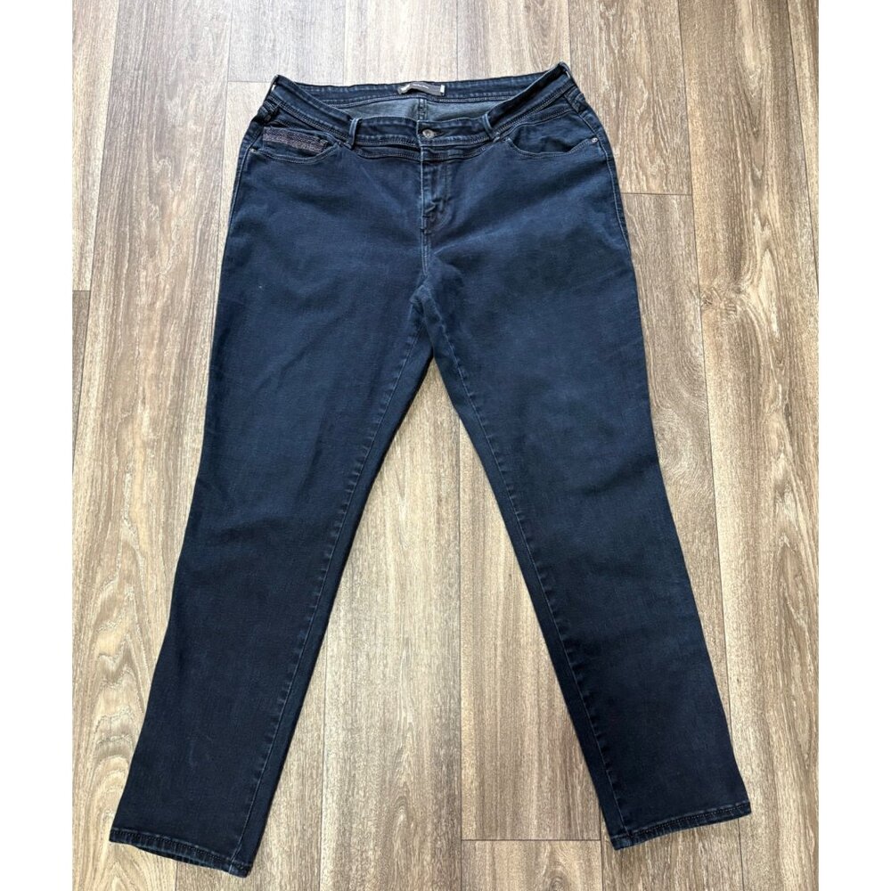 LEVI'S MID RISE SKINNY WOMENS PLUS SIZE 16W DENIM DARK WASH BLUE JEANS STRETCH